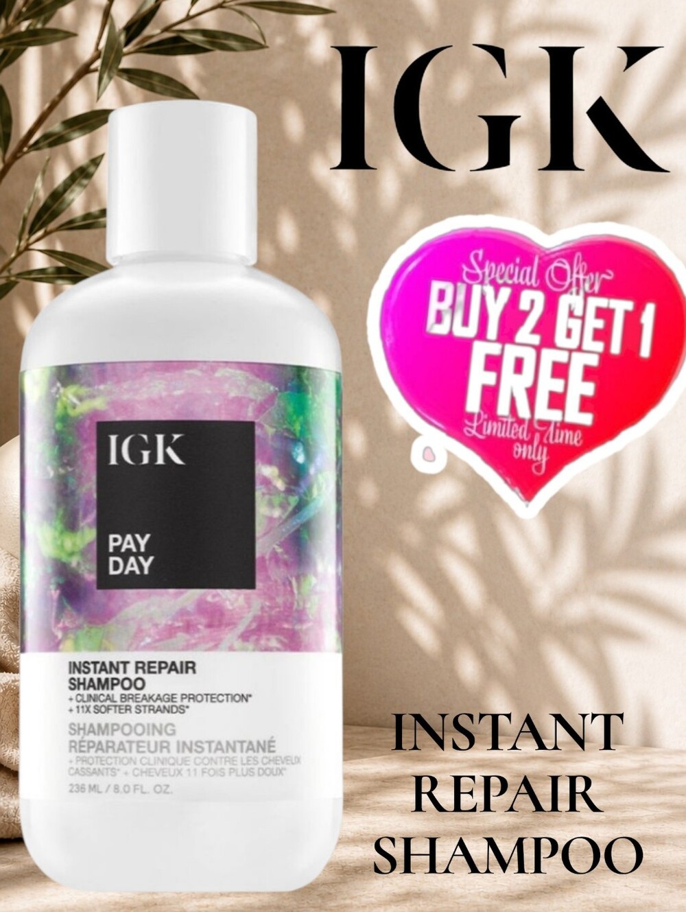 IGK Pay Day Instant Hair Repair Shampoo